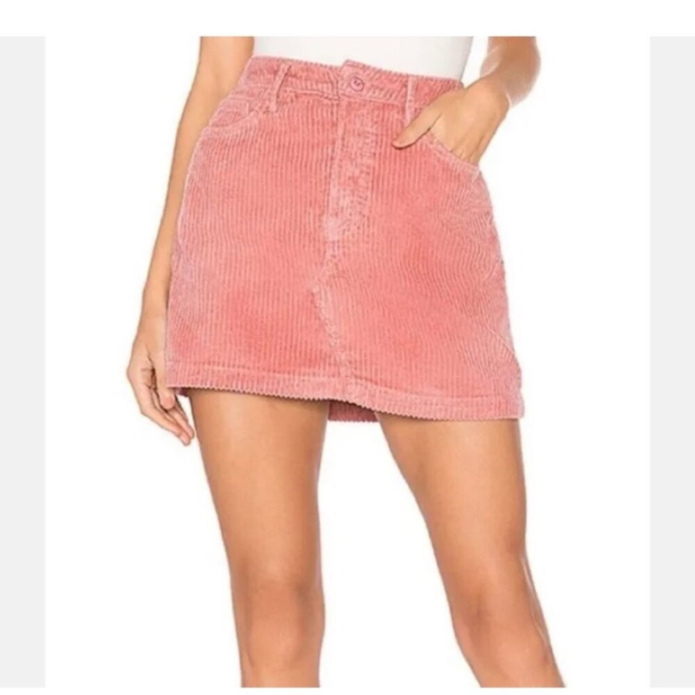 Grlfrnd Sz 24 Zamira Awesome Rose Pink Corduroy Skirt Button Fly